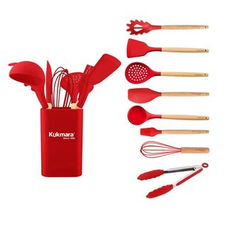 Набор кухонных принадлежностей "KUKMARA" из силикона, 9 предметов RED